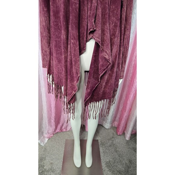 Vocal Skull Crystal Maroon Aztec Fringe Cotton Cardigan Jacket Size Medium - Picture 4 of 16